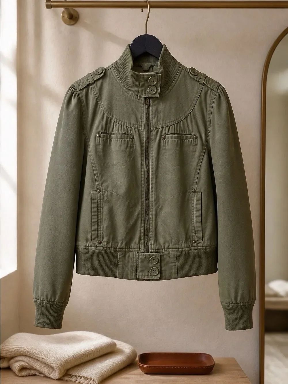 Olive Green Military Style Jacket